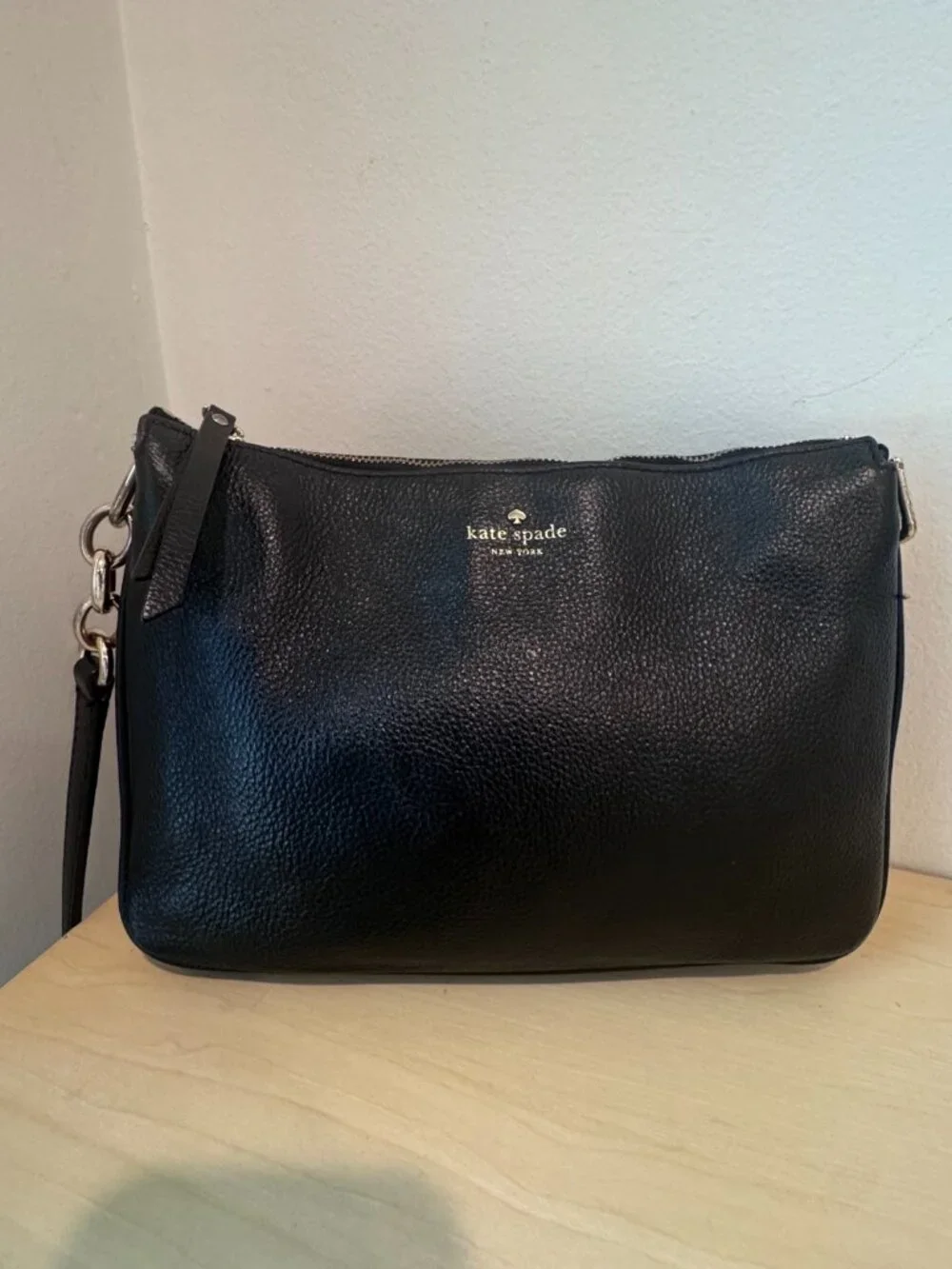 Kate Spade Leila Triple Gusset Crossbody – Black Pebbled Leather 🔥